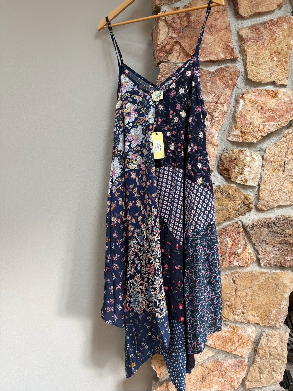 Jaded Gypsy Sleeveless Patchwork Floral Maxi Dress in Navy